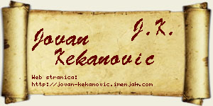 Jovan Kekanović vizit kartica
